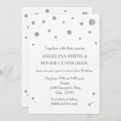 White & Silver Glitzer Moderne Hochzeitseinladung Einladung (Vorne/Hinten)
