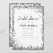 White Silver Glitzer Modernes Glam Brautparty Einladung (Vorne/Hinten)