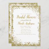 White Silver Glitzer Modernes Glam Brautparty Einladung (Vorne/Hinten)