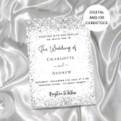 White Silver Glitzer Script Hochzeit Einladung