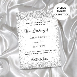 White Silver Glitzer Script Hochzeit Einladung