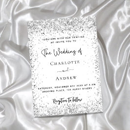 White Silver Glitzer Script Hochzeit Einladungspostkarte
