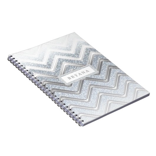 White & Silver Glitzer Sparkle Modernes Notebook Notizblock (Rechte Seite)