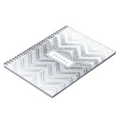 White & Silver Glitzer Sparkle Modernes Notebook Notizblock (Linke Seite)