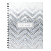 White & Silver Glitzer Sparkle Modernes Notebook Notizblock (Vorderseite)