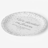 White Silver Glitzer Wedding Wir haben uns für imm Pappteller (Schrägansicht)