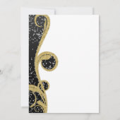 White Silver Gold Black Elegante Swirl Wedding Einladung (Rückseite)