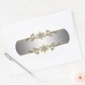 White Silver Gold Jewel Eleganter Umschlag Aufkleb Ovaler Aufkleber (Umschlag)