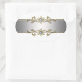 White Silver Gold Jewel Eleganter Umschlag Aufkleb Ovaler Aufkleber (Tasche)