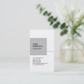 White Silver Gray Cube Vertical Chic Business Card Visitenkarte (Stehend Vorderseite)