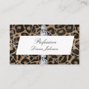 White Silver Marmor Black Glitzer Leopard Business Visitenkarte