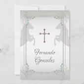 White Silver Mexican Tres Anos Boy Einladung (Rückseite)