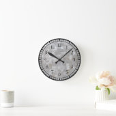 White Silver Mother Of Pearl Print Tiled With Numb Runde Wanduhr (Zuhause)