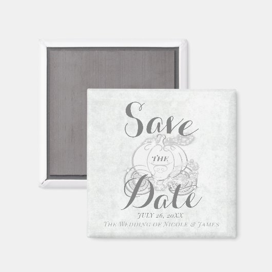 White Silver Pumpkin Carriage Save the Date Magnet (Vorderseite/Rückseite)