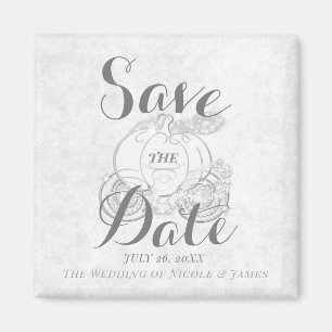 White Silver Pumpkin Carriage Save the Date Magnet