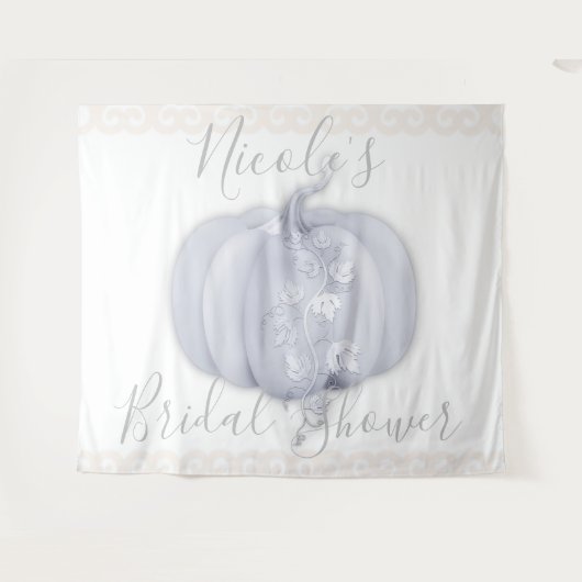 White Silver Pumpkin Storybook Hochzeitsband Wandteppich (Vorderseite (Horizontal))