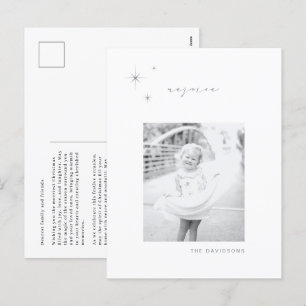 White & Silver Radiant Freude Weihnachten Postkart