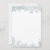 White Silver Schneeflocken Babydusche Einladung (Rückseite)