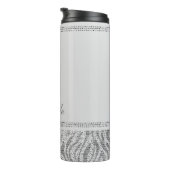 White Silver Sequin Glitzer Leopard Cheetah Print Thermosbecher (Nach rechts gedreht)