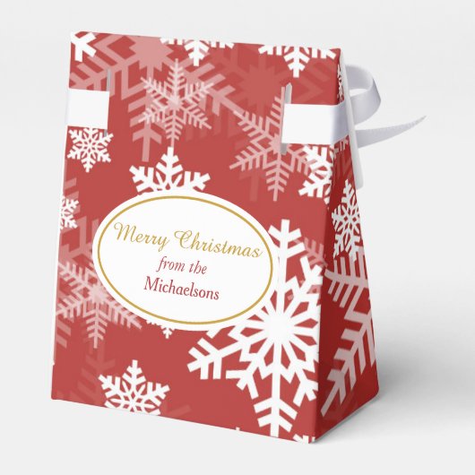 White Silver Snowflake Muster auf Red Christmas Geschenkschachtel (Rückseite)