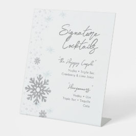 White Silver Snowflakes Signature Cocktail Menu Sockelschild