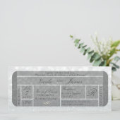 White Silver Sparkle Glitzer VIP Ticket Wedding Einladung (Stehend Vorderseite)
