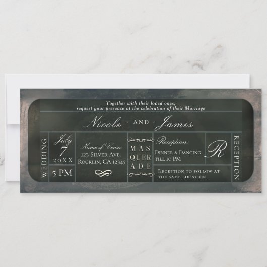 White Silver Sparkle Glitzer VIP Ticket Wedding Einladung (Vorderseite)