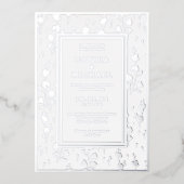 White Silver Wedding Einladung Blumenvorlage (Vorderseite)