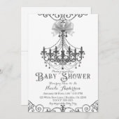 White & Silver White Bow Baby Dusche Einladung (Vorne/Hinten)