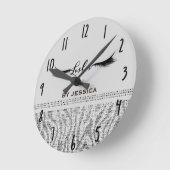 White Silver Zebra Sequins Lashes Personalisiert Runde Wanduhr (Winkel)