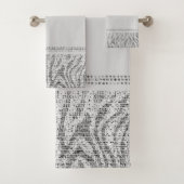 White Silver Zebra Wild Animal Print Exotic Glam Badhandtuch Set (Insitu)