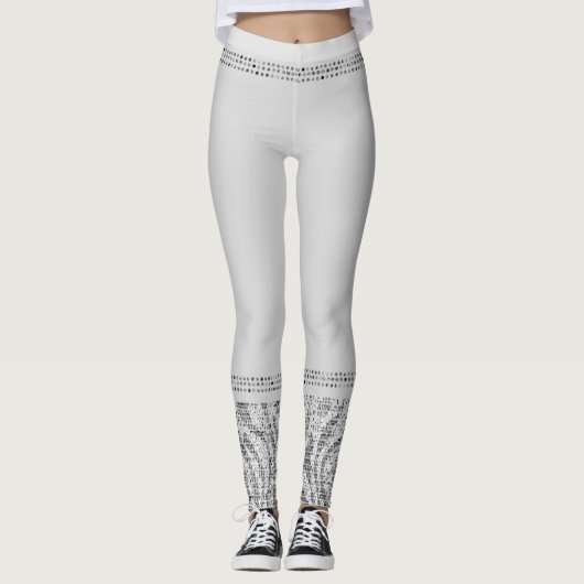 White Silver Zebra Wild Animal Print Exotic Glam Leggings (Vorderseite)