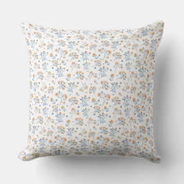 White Simple Boho Wildblume Pattern Kissen
