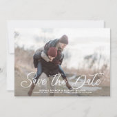 White Simple Calligraphy Foto Save The Date (Vorderseite)