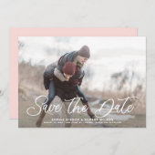 White Simple Calligraphy Foto Save The Date (Vorne/Hinten)