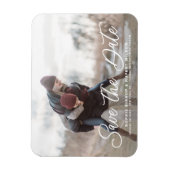 White Simple Calligraphy Save the Date Foto Magnet (Vertikal)