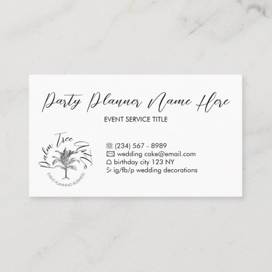 White Simple Classic Tree Palm Visitenkarte (Rückseite)