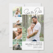 White Simple Clean 5 Foto Collage Save The Date (Vorderseite)