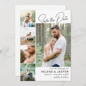 White Simple Clean 5 Foto Collage Save The Date (Vorne/Hinten)