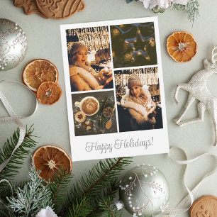 White Simple Collage Frohe Weihnachtskarte Dankeskarte