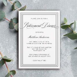 White Simple Elegance Rentirement Dinner Einladung