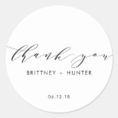 White Simple Elegant Danke Hochzeit Runder Aufkleber (Vorderseite)