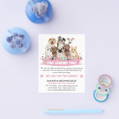 White Simple Floral Illustriert Dog Groomer Flyer (Einzeln)