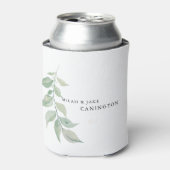 White Simple Foliage Stem Names Wedding Dosenkühler (Kanne Vorderseite)