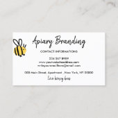 White Simple Honey Bee Visitenkarte (Rückseite)