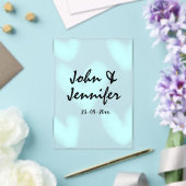 white simple minimal text style wedding blue heart acryleinladungen (In Situ (Hochzeit))