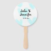 white simple minimal text style wedding blue heart fächer (Rückseite)