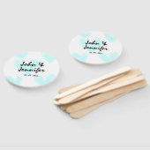 white simple minimal text style wedding blue heart fächer (Non-assembled)