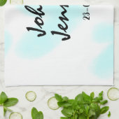 white simple minimal text style wedding blue heart geschirrtuch (Gefaltet)