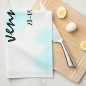 white simple minimal text style wedding blue heart geschirrtuch (Viertel Falte)